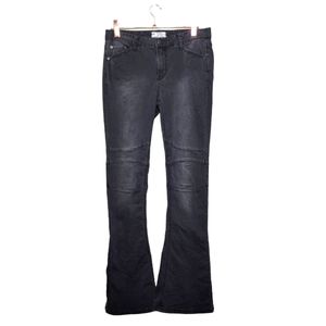 FREE PEOPLE Moto Button Flare Jeans dark grey size 29